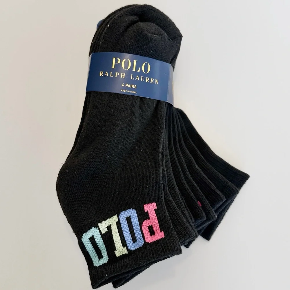 Polo Ralph Lauren Men`s Half Cushioned No Show Socks 6 Pack